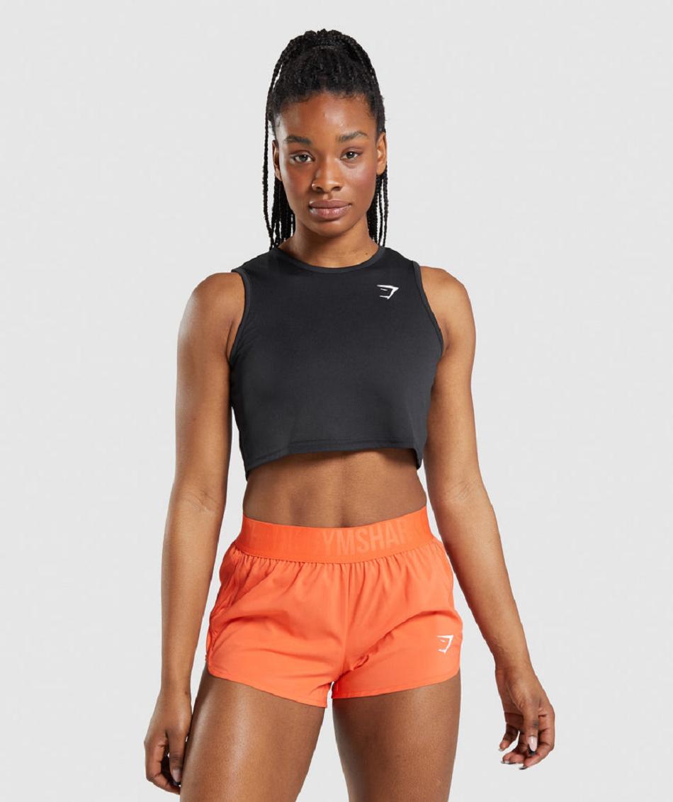 Camiseta Tirantes Gymshark Entrenamiento Crop Mujer Negras | CO 2358UZG